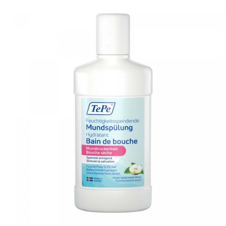Bain de bouche hydratant bouche s&egrave;che pomme/menthe douce TePe - flacon de 500ml