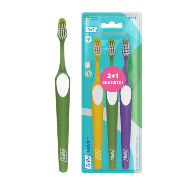 Brosse &agrave; dents Nova souple TePe - 3 brosses &agrave; dents