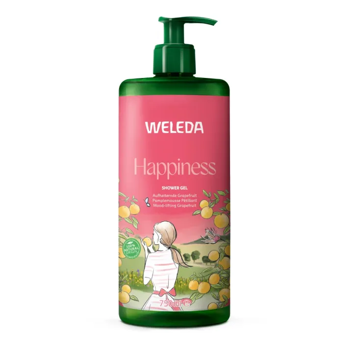 Gel douche happiness pamplemousse p&eacute;tillant Weleda - flacon-pompe de 750ml 