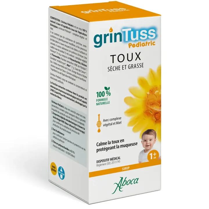 Grintuss pediatric toux s&egrave;che et grasse Aboca - flacon de 180g