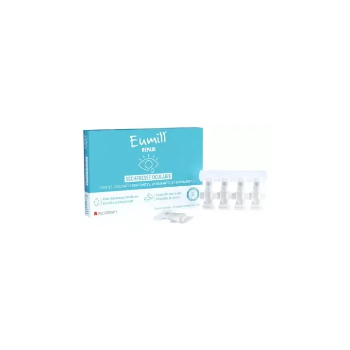 Gouttes s&eacute;cheresse oculaire Eumill Repair - bo&icirc;te de 10 unidoses de 0,5ml