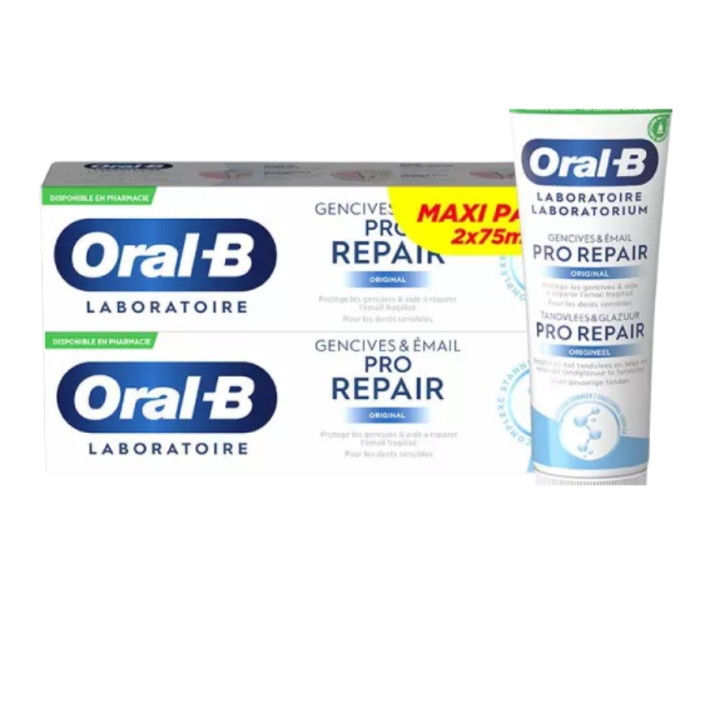 Dentifrice gencives & &eacute;mail pro repair original Oral-B - 2 tubes de 75ml 