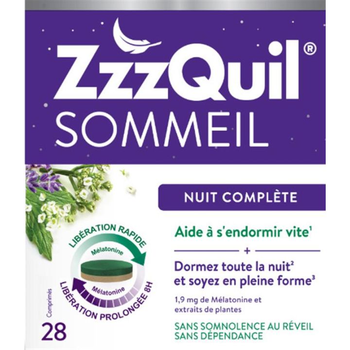 ZzzQuil Sommeil nuit compl&egrave;te - bo&icirc;te de 28 comprim&eacute;s 