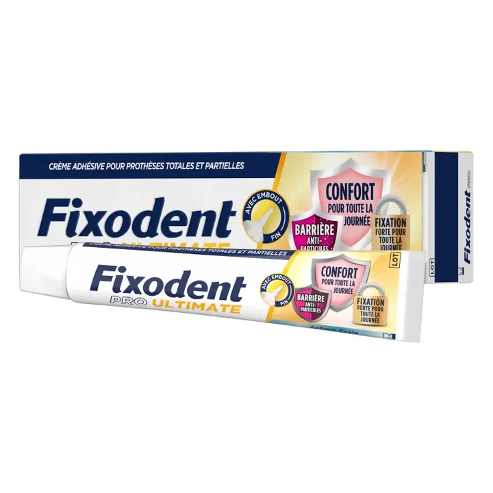 Pro Ultimate cr&egrave;me adh&eacute;sive proth&egrave;ses totales et partielles go&ucirc;t neutre Fixodent - tube de 40g