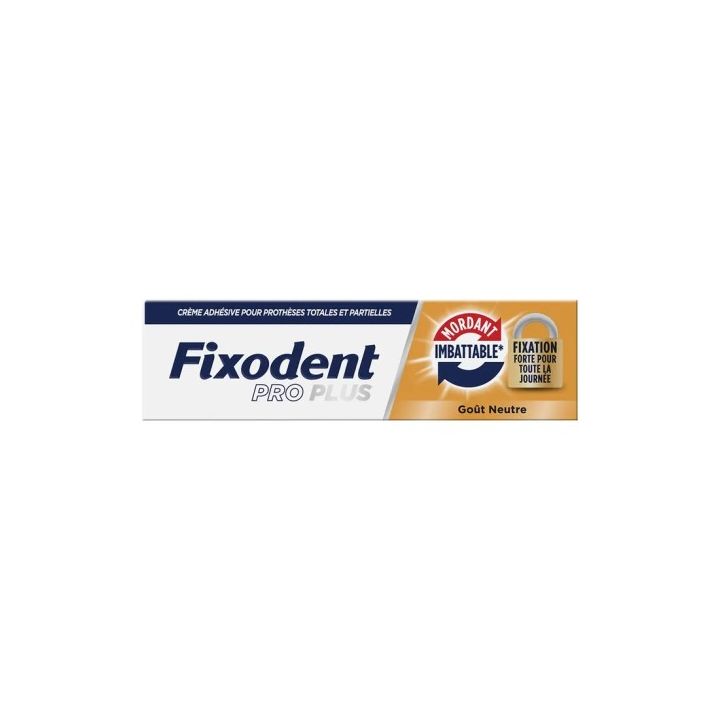 Cr&egrave;me adh&eacute;sive go&ucirc;t neutre Fixodent Pro Plus - tube de 40g
