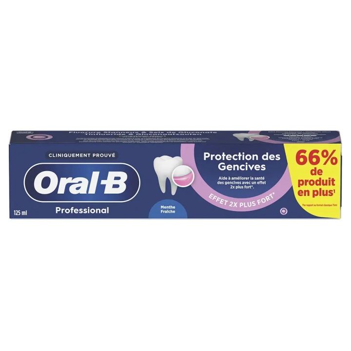 Dentifrice protection des gencives ar&ocirc;me menthe fra&icirc;che Oral B Profesionnal - tube de 125ml