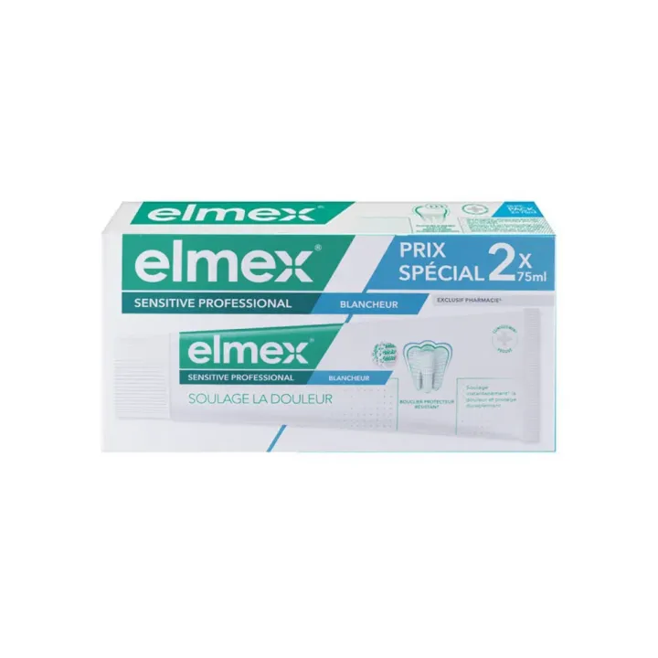 Sensitive professional dentifrice blancheur Elmex - lot de 2 tubes de 75ml