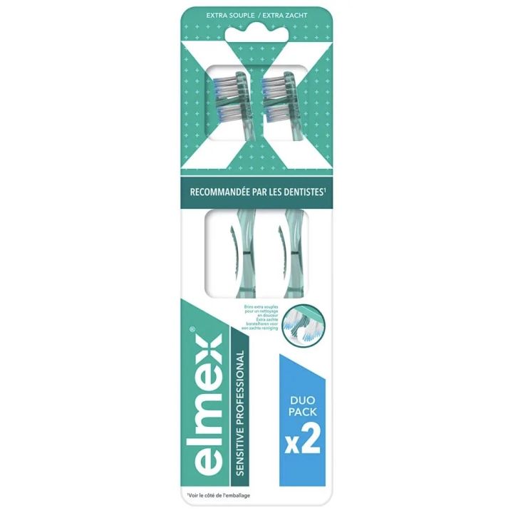 Brosse &agrave; dents sensitive professional extra souple Elmex - lot de 2 brosses &agrave; dents
