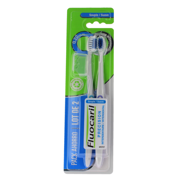 Brosses &agrave; dents precision interdentaire souple Fluocaril - lot de 2 brosses &agrave; dents