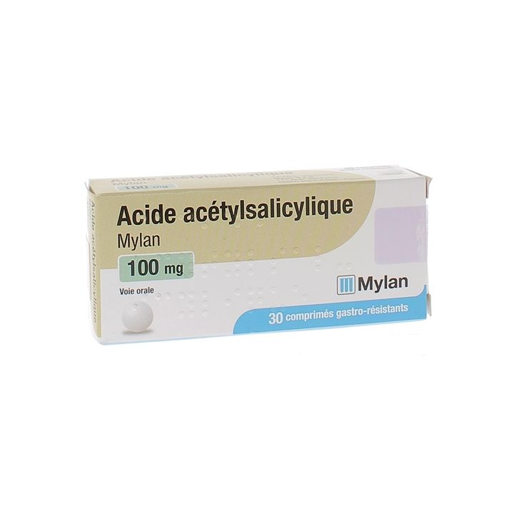 Acide Ac&eacute;tylsalicylique Mylan 100mg - bo&icirc;te de 30 comprim&eacute;s gastro-r&eacute;sistants