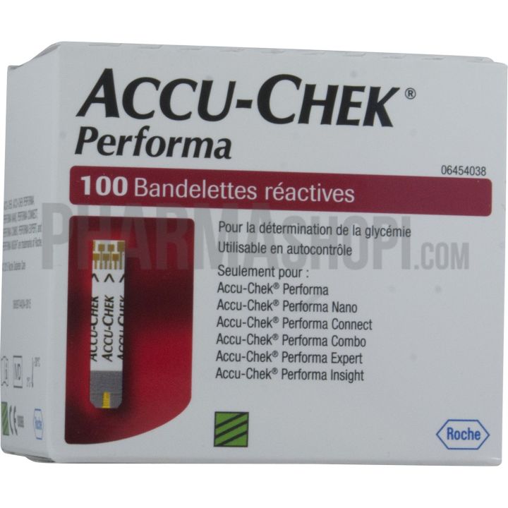 Accu-Chek Performa bandelettes r&eacute;actives Roche - boite de 100 bandelettes