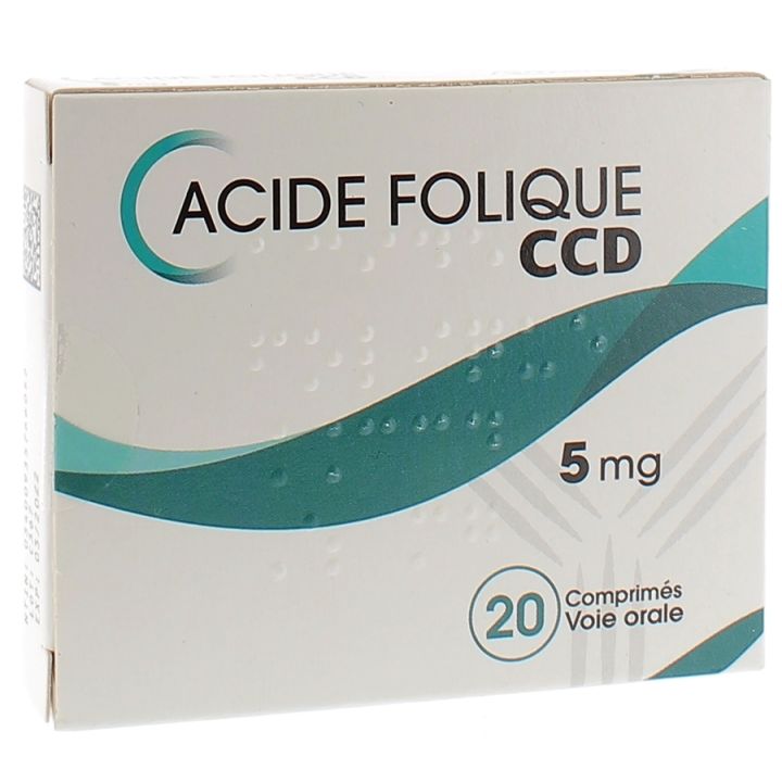 Acide folique CCD 5 mg - bo&icirc;te de 20 comprim&eacute;s