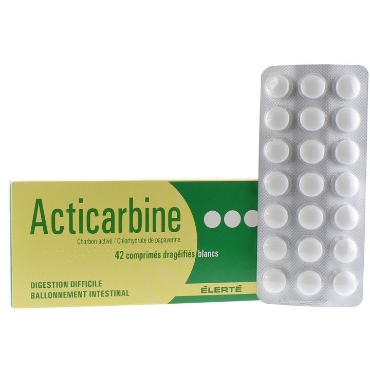 Acticarbine 70 mg digestion difficile Elert&eacute; - boite de 42 comprim&eacute;s
