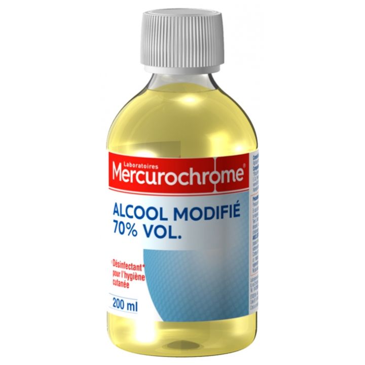 Alcool modifi&eacute; 70% vol Mercurochrome - flacon de 200 ml