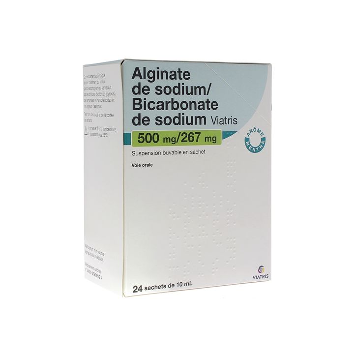 Alginate de sodium / Bicarbonate de sodium Mylan suspension buvable en sachet - boite de 24 sachets
