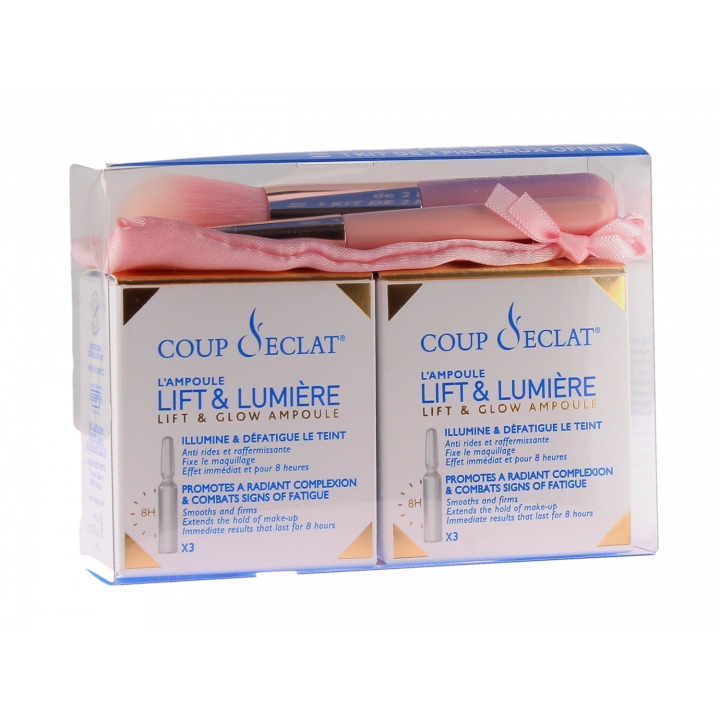 Ampoules Lift & Lumi&egrave;re Coup d'&Eacute;clat - lot de 2 x 3 ampoules + 1 kit de 2 pinceaux offert