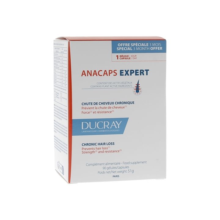 Anacaps Expert Chute de cheveux chronique Ducray - bo&icirc;te de 90 g&eacute;lules