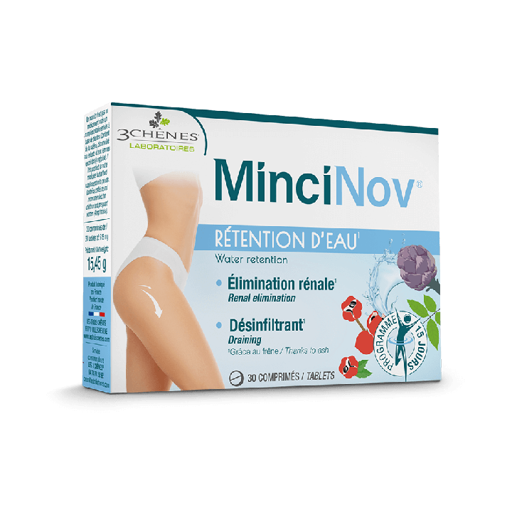 MinciNov r&eacute;tention d'eau Les 3 Ch&ecirc;nes - bo&icirc;te de 30 comprim&eacute;s