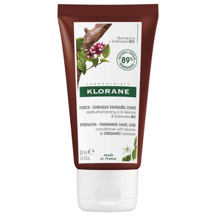 Apr&egrave;s-shampoing cheveux fatigu&eacute;s & chute &agrave; la quinine et edelweiss bio Klorane - tube de 50 ml
