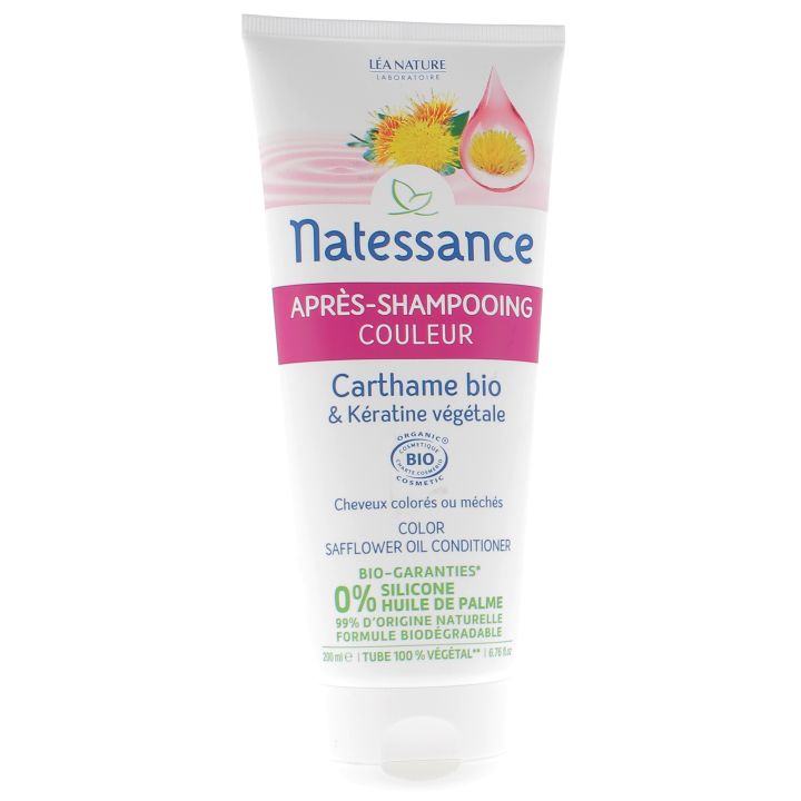 Apr&egrave;s-shampooing Couleur bio carthame et k&eacute;ratine Natessance - tube de 200 ml