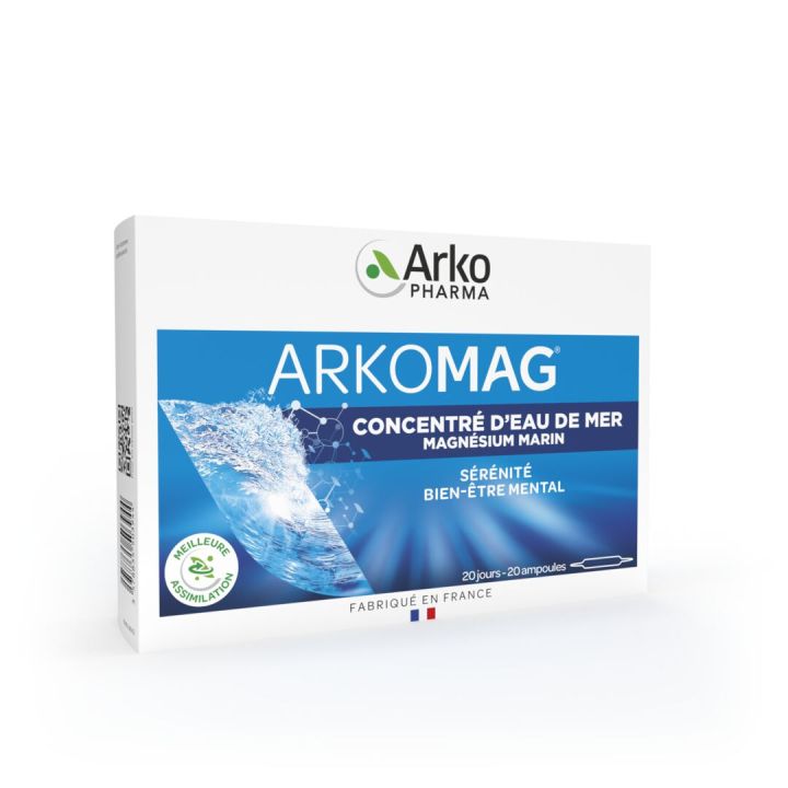 Arkomag concentr&eacute; d'eau de mer magn&eacute;sium marin Arkopharma - boite de 20 ampoules