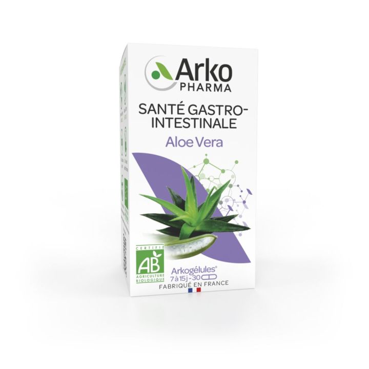Arkog&eacute;lules Aloe vera bio Arkopharma - bo&icirc;te de 30 g&eacute;lules