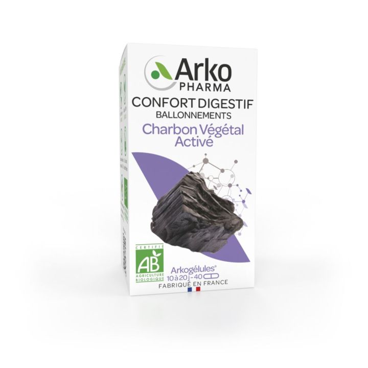 Arkog&eacute;lules Charbon v&eacute;g&eacute;tal bio Arkopharma - boite de 40 g&eacute;lules