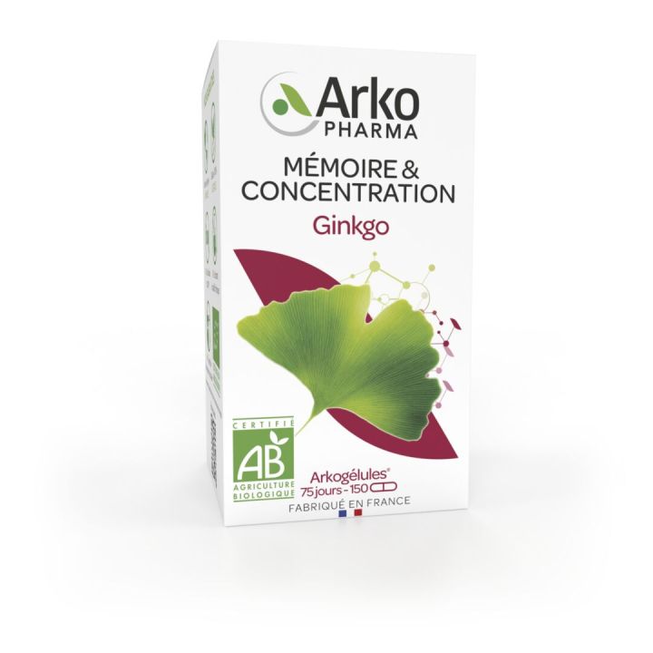 Arkog&eacute;lules Ginkgo bio Arkopharma - bo&icirc;te de 150 g&eacute;lules