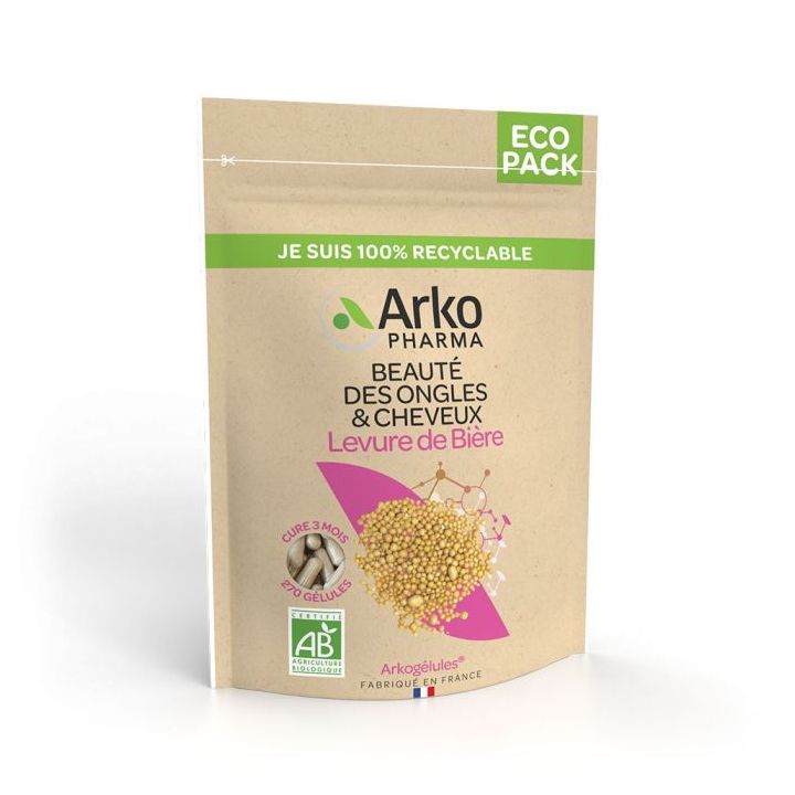 Arkog&eacute;lules Levure de bi&egrave;re bio beaut&eacute; des ongles et des cheveux Arkopharma - sachet de 270 g&eacute;lules