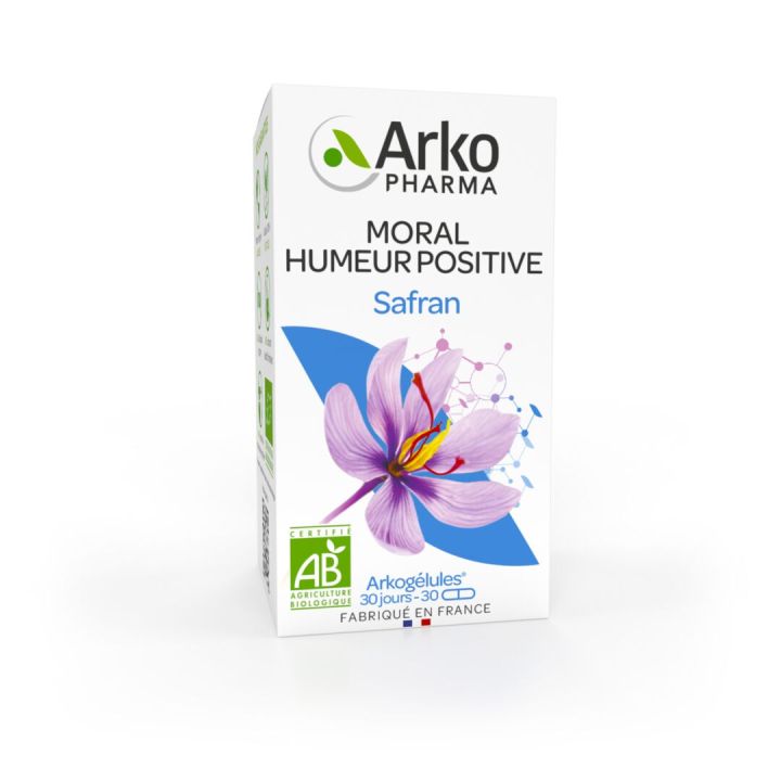 Arkog&eacute;lules Safran moral humeur positive bio Arkopharma - bo&icirc;te de 30 g&eacute;lules