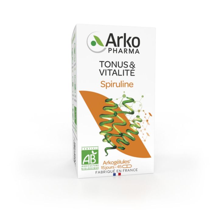 Arkog&eacute;lules Spiruline bio Arkopharma - bo&icirc;te de 45 g&eacute;lules