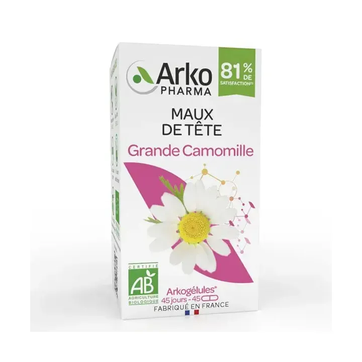 Arkog&eacute;lules grande camomille maux de t&ecirc;te Arkopharma - bo&icirc;te de 45 g&eacute;lules