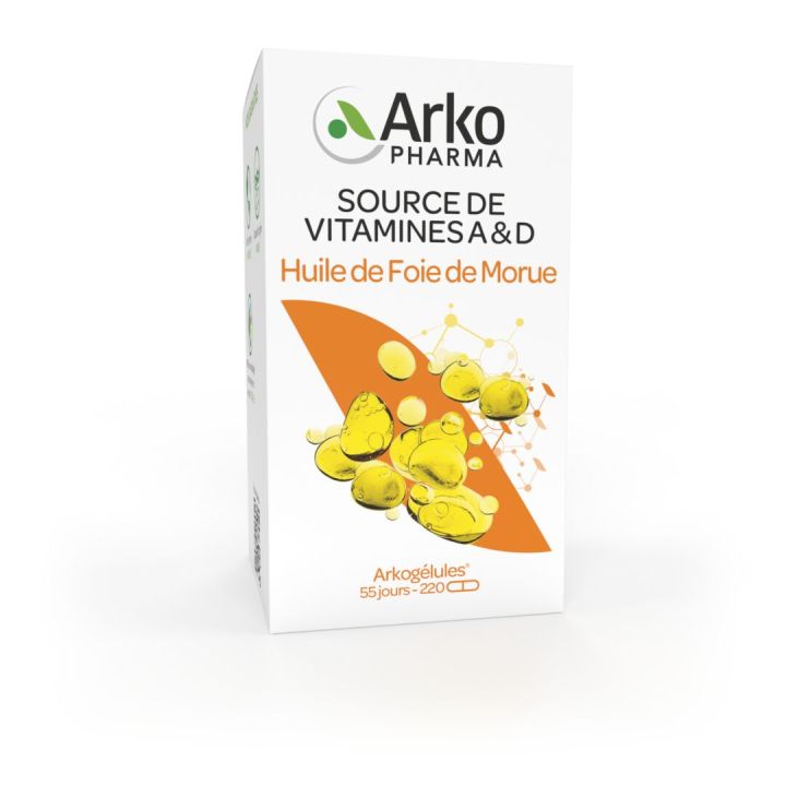 Arkog&eacute;lules huile de foie de morue Arkopharma - boite de 220 capsules