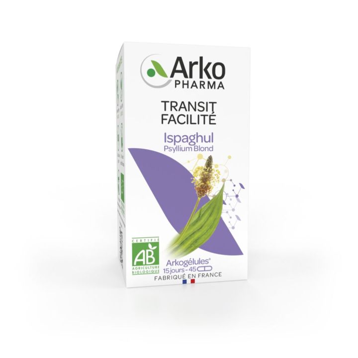 Arkog&eacute;lules Ispaghul psyllium blond bio Arkopharma - bo&icirc;te de 45 g&eacute;lules
