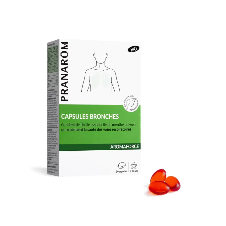 Aromaforce Capsules bronches bio Pranar&ocirc;m - bo&icirc;te de 30 capsules
