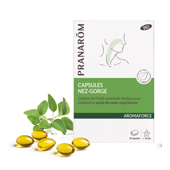 Aromaforce Capsules Nez-Gorge Bio Pranar&ocirc;m - bo&icirc;te de 30 capsules