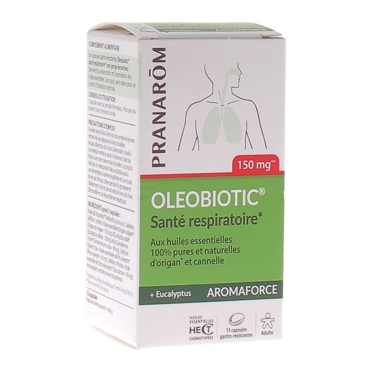 Aromaforce Oleobiotic Sant&eacute; respiratoire Pranarom - bo&icirc;te de 15 capsules