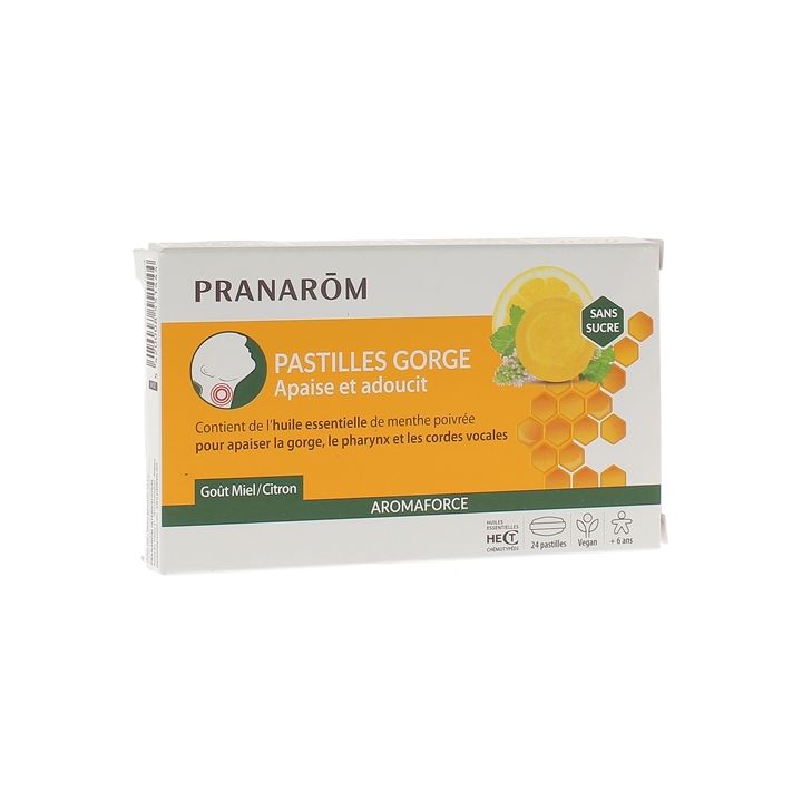 Aromaforce Pastille gorge go&ucirc;t miel-citron Pranarom - bo&icirc;te de 24 pastilles