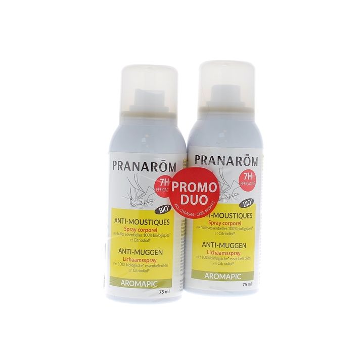 Aromapic Spray corps anti-moustique Pranar&ocirc;m - lot de 2 sprays de 75 ml