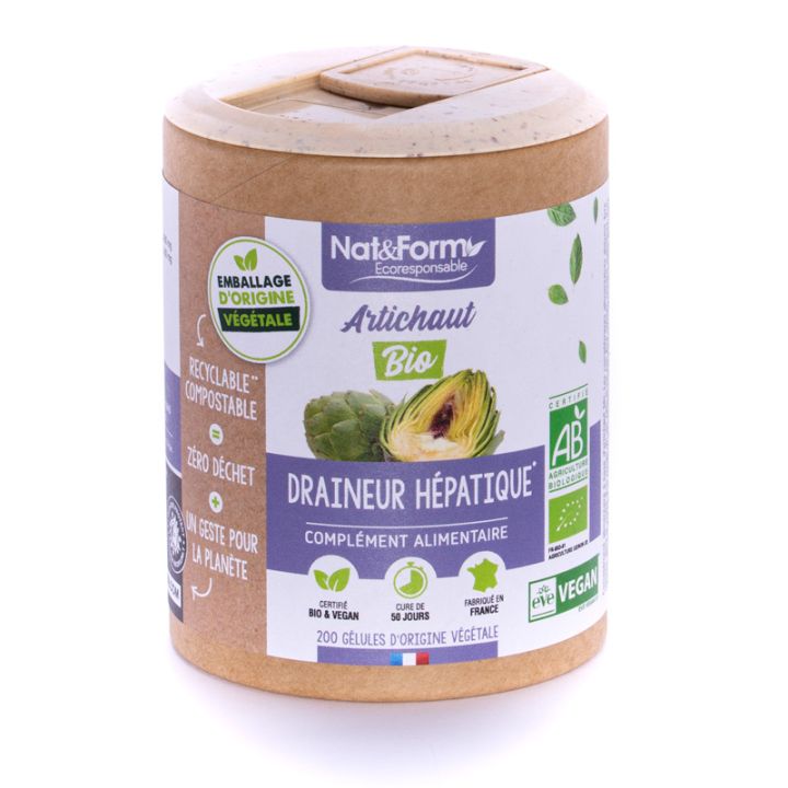 Artichaut Bio Ecoresponsable Nat&Form - boite de 200 g&eacute;lules