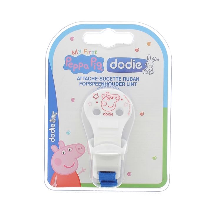 Attache sucette ruban Peppa Pig Dodie - 1 attache sucette