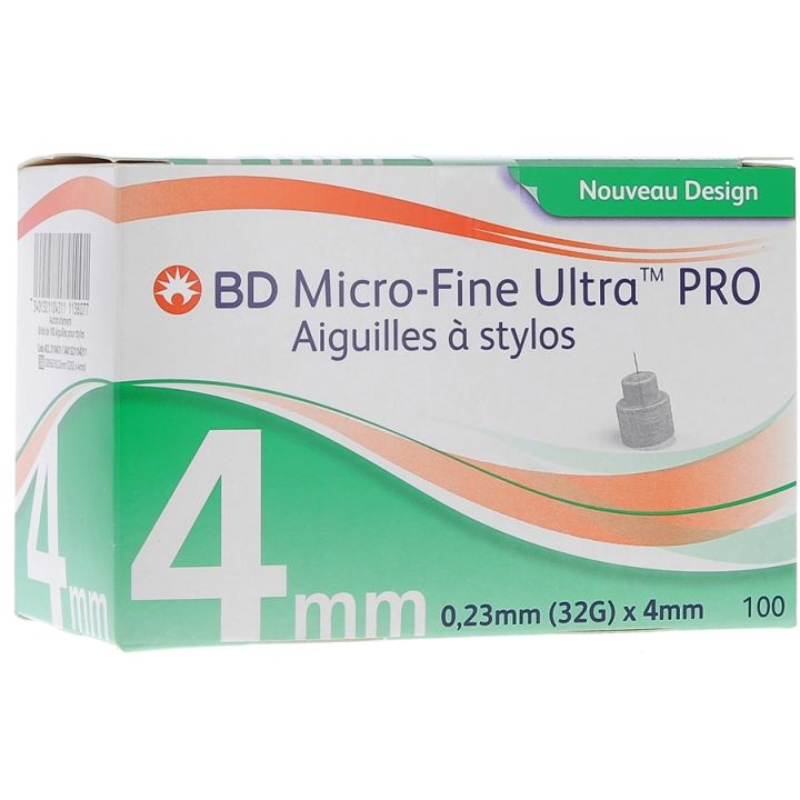 BD Micro-fine ultra Pro aiguilles &agrave; stylos - 100 pi&egrave;ces de 4 mm
