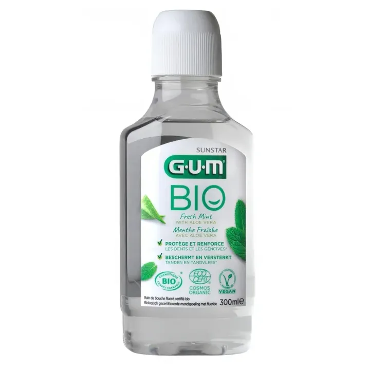 Bain de bouche fluor&eacute; menthe fra&icirc;che bio GUM - flacon de 300ml