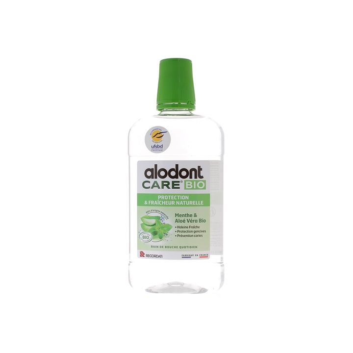 Bain de bouche quotidien Protection & fra&icirc;cheur naturelle bio Alodont Care - flacon de 500 ml
