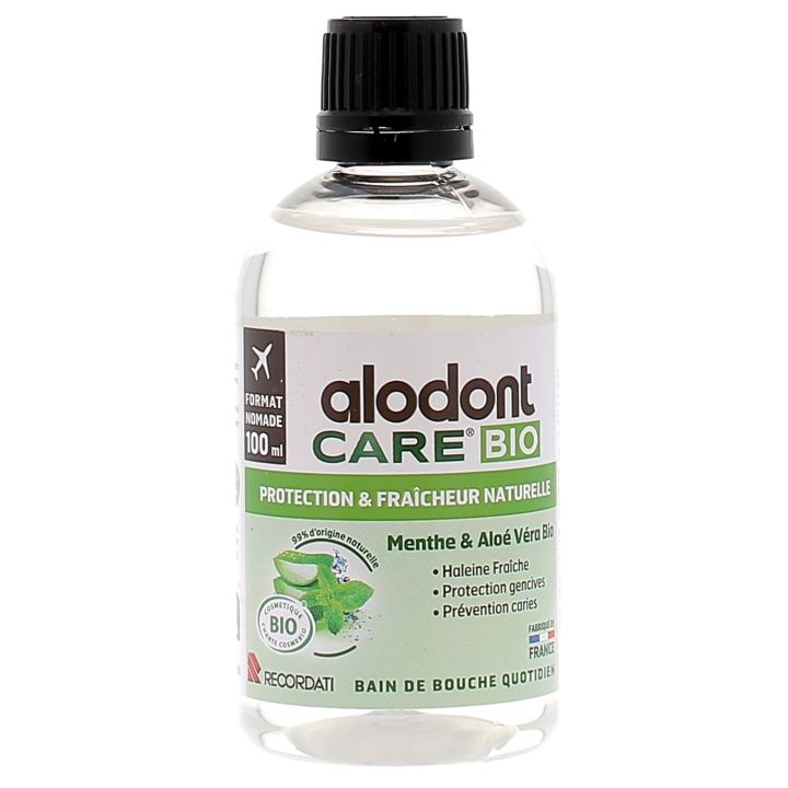 Bain de bouche quotidien protection & fra&icirc;cheur naturelle bio Alodont Care - flacon de 100 ml