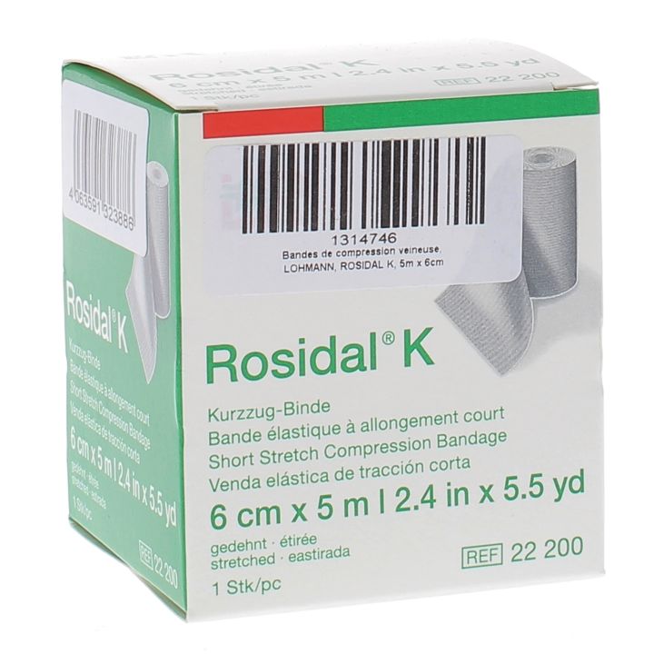 Bande &agrave; allongement court Rosidal K Lohmann & Rauscher - une bande de 6cmx5m