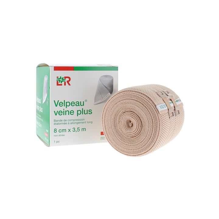 Bande de compression Velpeau veine plus contention l&eacute;g&egrave;re 8cmx3,5m Lohmann & Rauscher - une bande