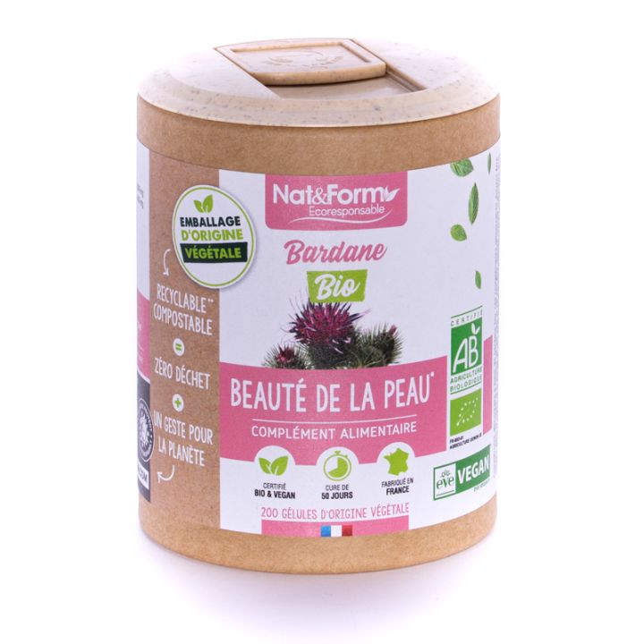 Bardane bio beaut&eacute; de la peau Nat&Form - boite de 200 g&eacute;lules