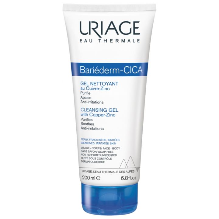 Bari&eacute;derm cica-gel nettoyant au Cu-Zn Uriage - tube de 200 ml
