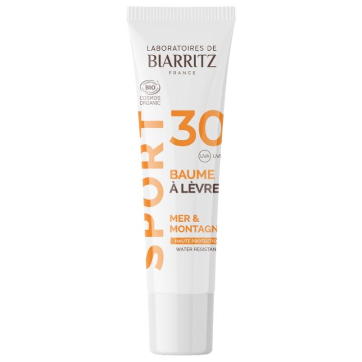 Baume &agrave; l&egrave;vres sport mer & montagne SPF30 bio Laboratoires de Biarritz - tube de 15 ml